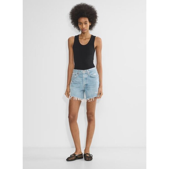 AGOLDE Parker Long Swapmeet High Rise Denim Cut Off Shorts, Size 30 - Picture 1 of 13